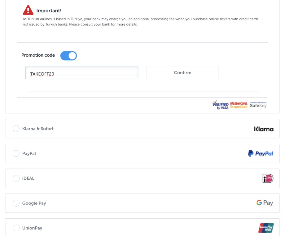 Промокод Turkish Airlines