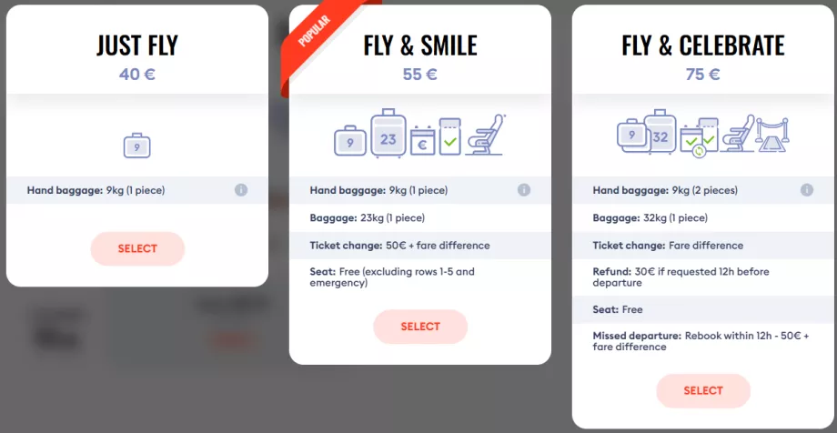 Класи тарифів SkyUp Airlines