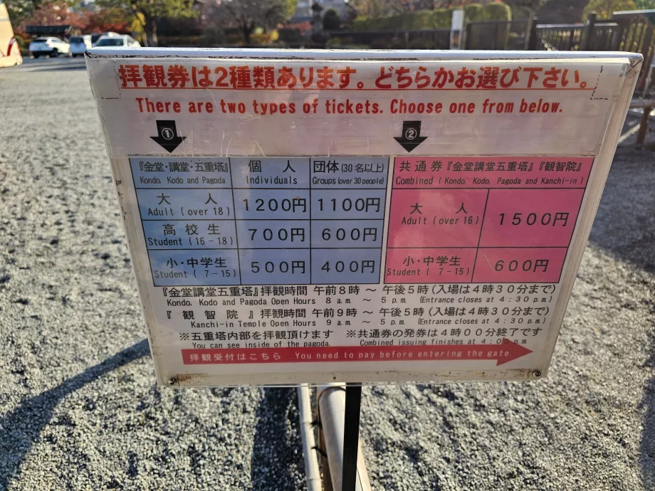 Вартість входу до храму То-дзі