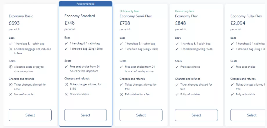 Економ-класи British Airways