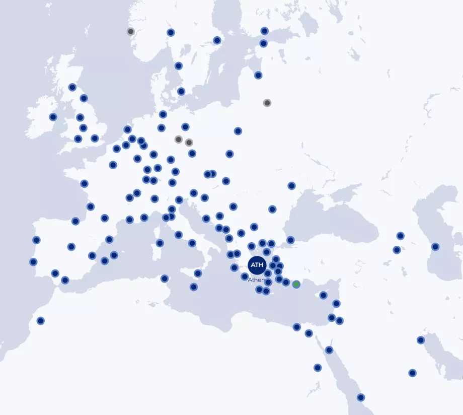 Карта маршрутів Aegean Airlines