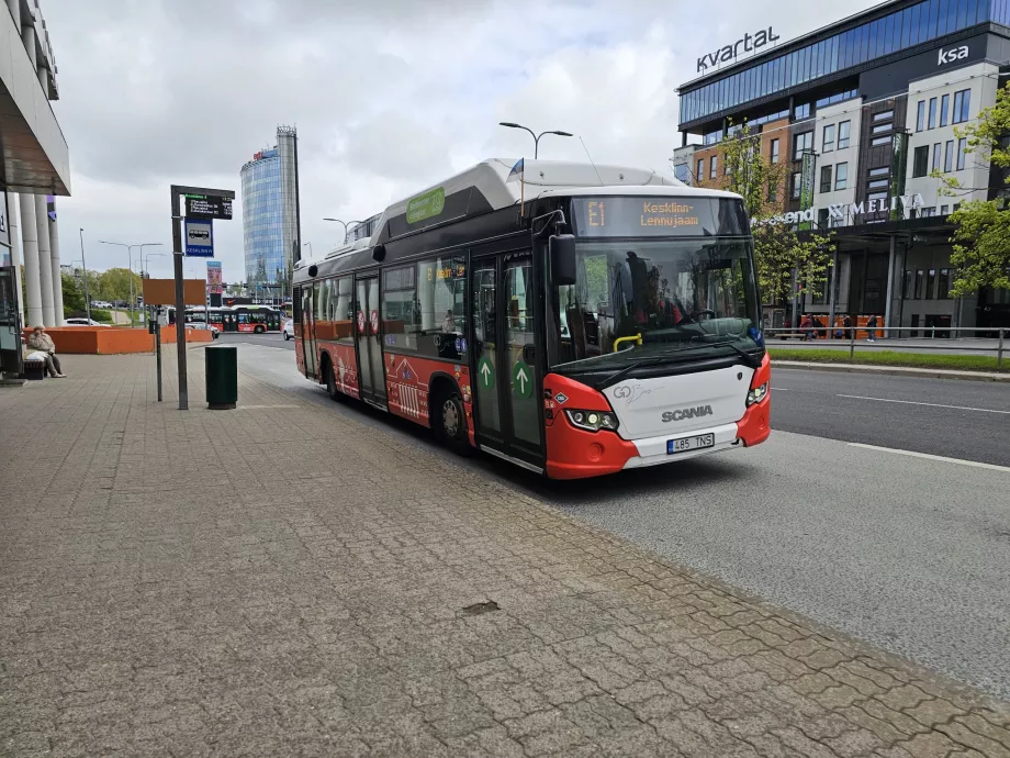 Автобусна зупинка E1 в центрі міста