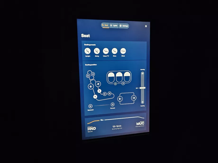 Керування сидінням за допомогою планшета