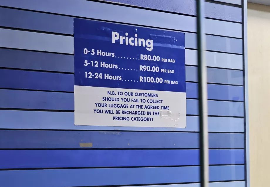 Прейскурант цін на зберігання багажу