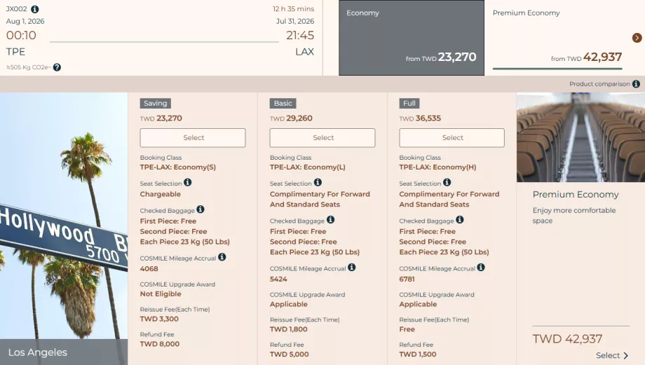 Тарифні класи STARLUX