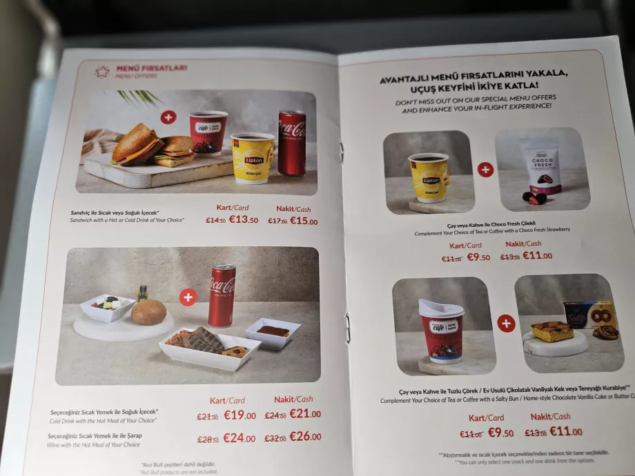 Меню Pegasus Airlines