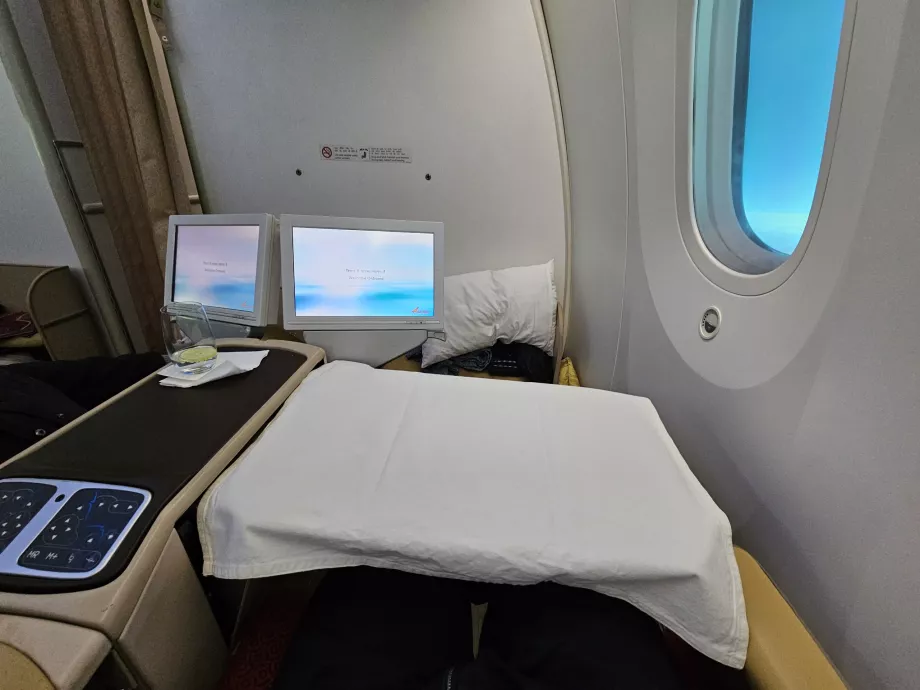 Висувний екран і стіл IFE, сидіння 1J